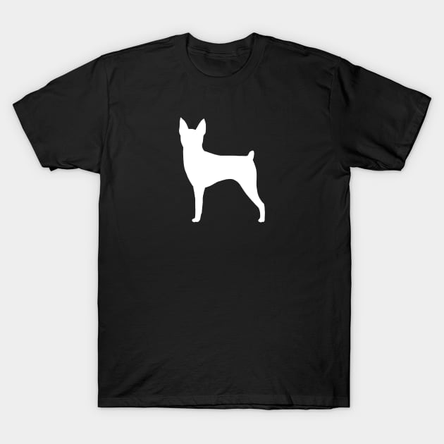 White Toy Fox Terrier Silhouette T-Shirt by Coffee Squirrel